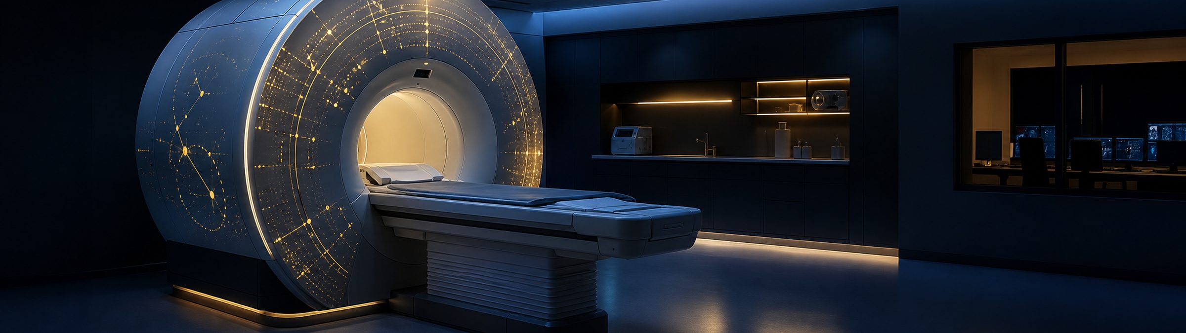 An MRI scanner in a medical imaging suite.